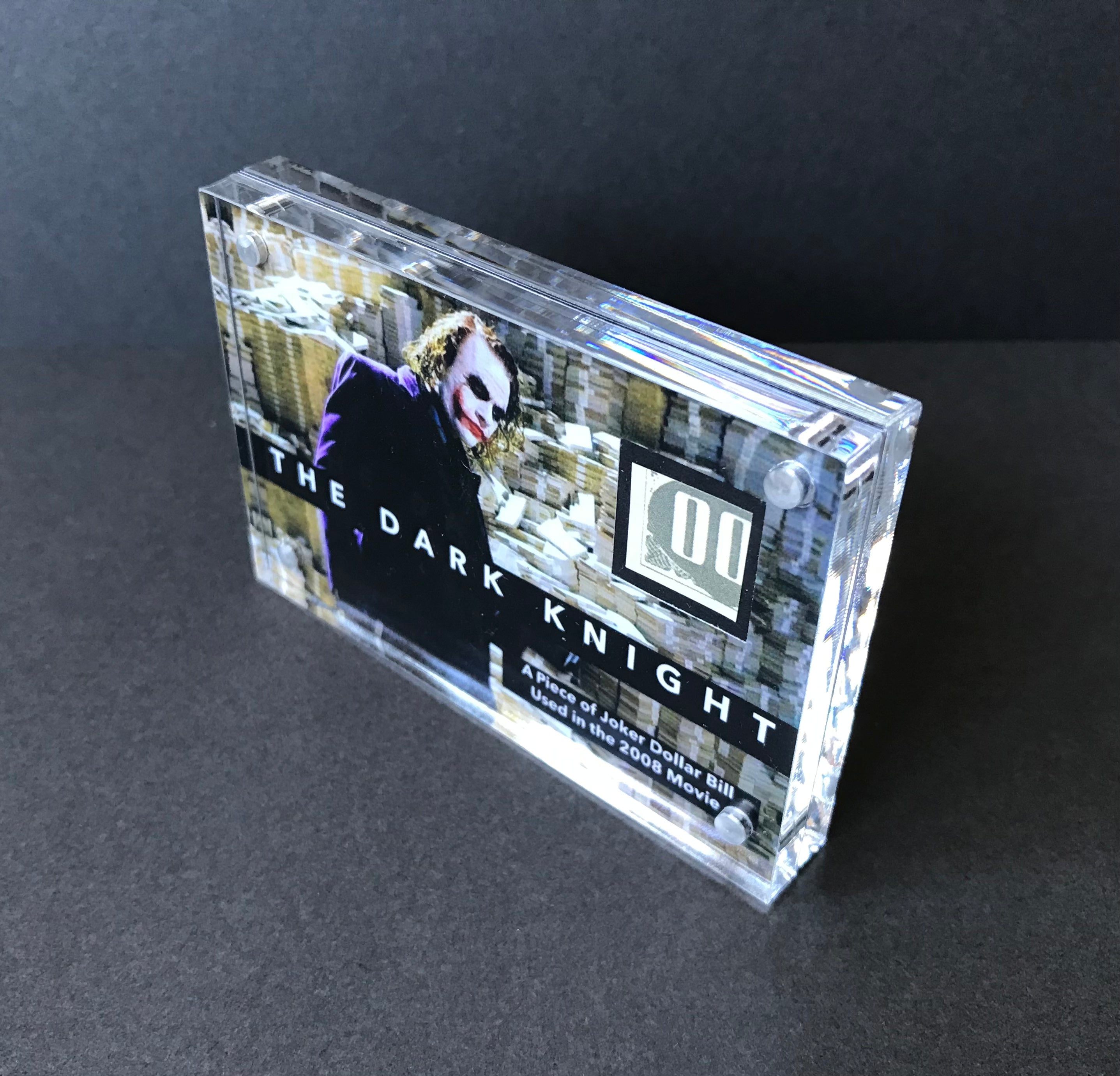 The Dark Knight (2008) - A Miniature Display Featuring a Piece of Joker Dollar Bill