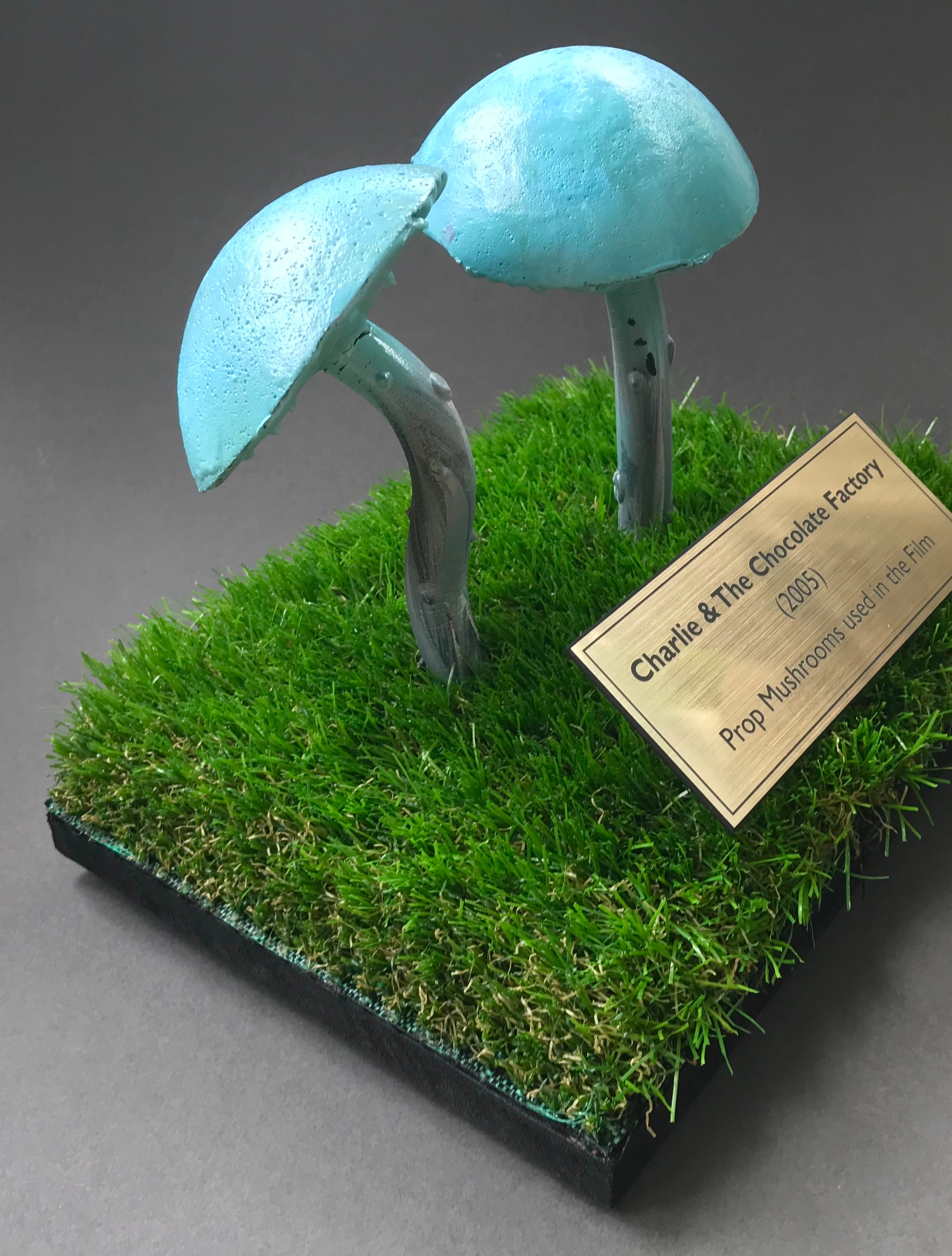 Charlie & The Chocolate Factory (2005) - Two Prop Mushrooms on a Custom Display