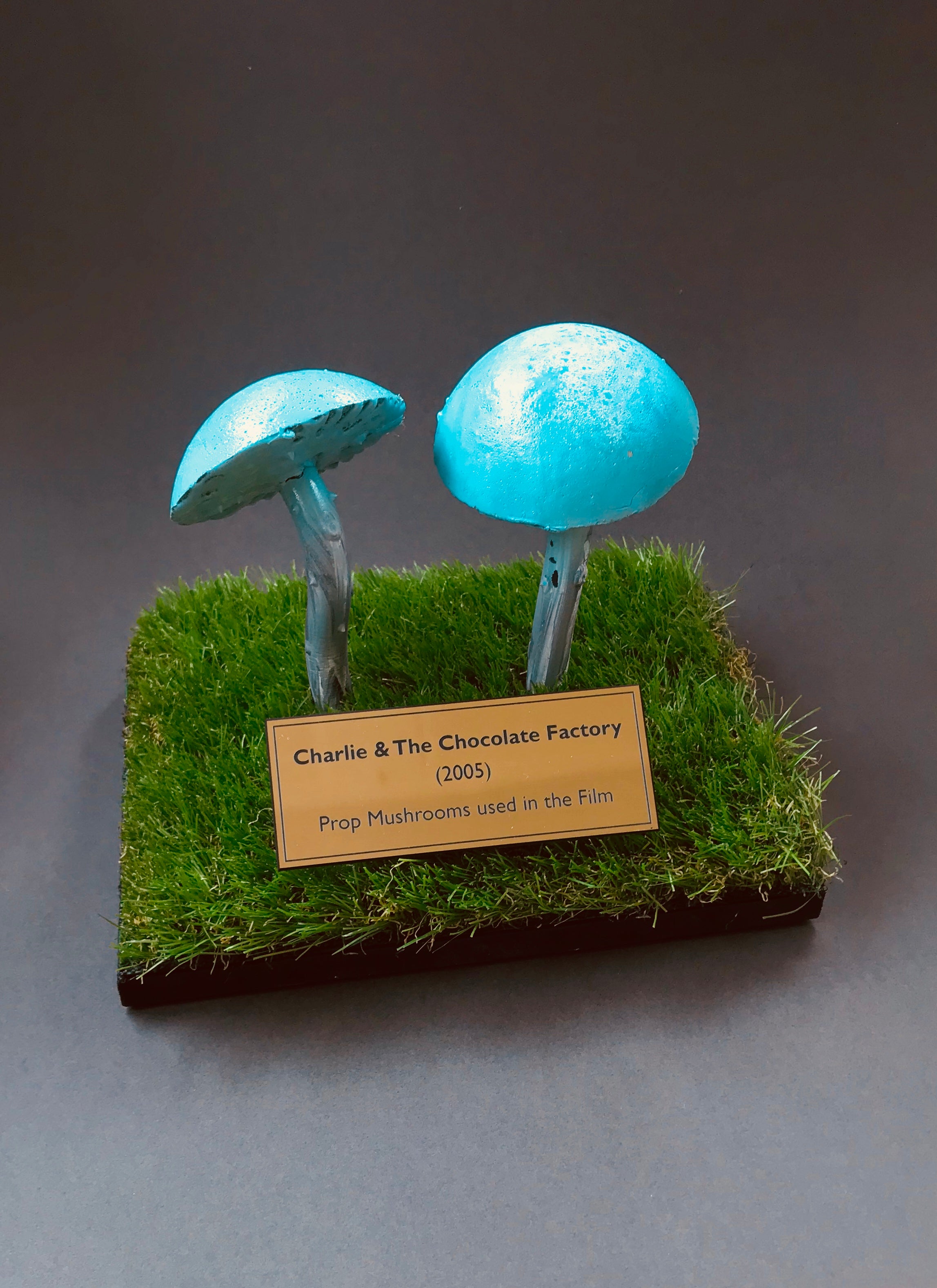 Charlie & The Chocolate Factory (2005) - Two Prop Mushrooms on a Custom Display
